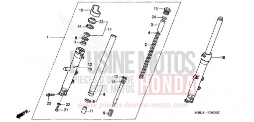 FOURCHETTE AVANT NT650V2 de 2002